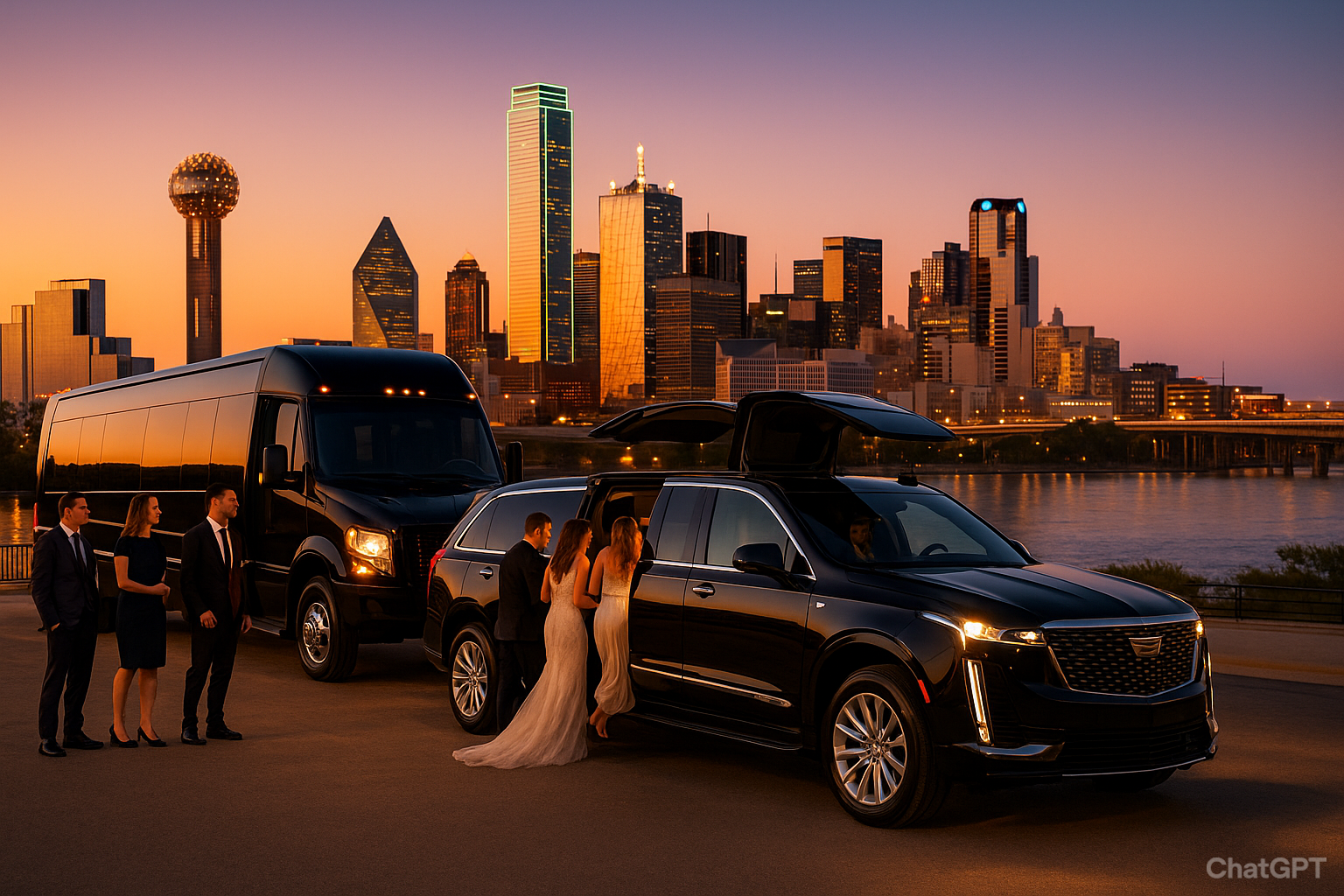 Luxury group transportation Dallas with professional chauffeurs and premium vehicles for weddings, corporate events, and city tours.
