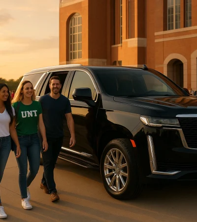 Luxury SUV transportation for sports fans arriving at a Dallas game
